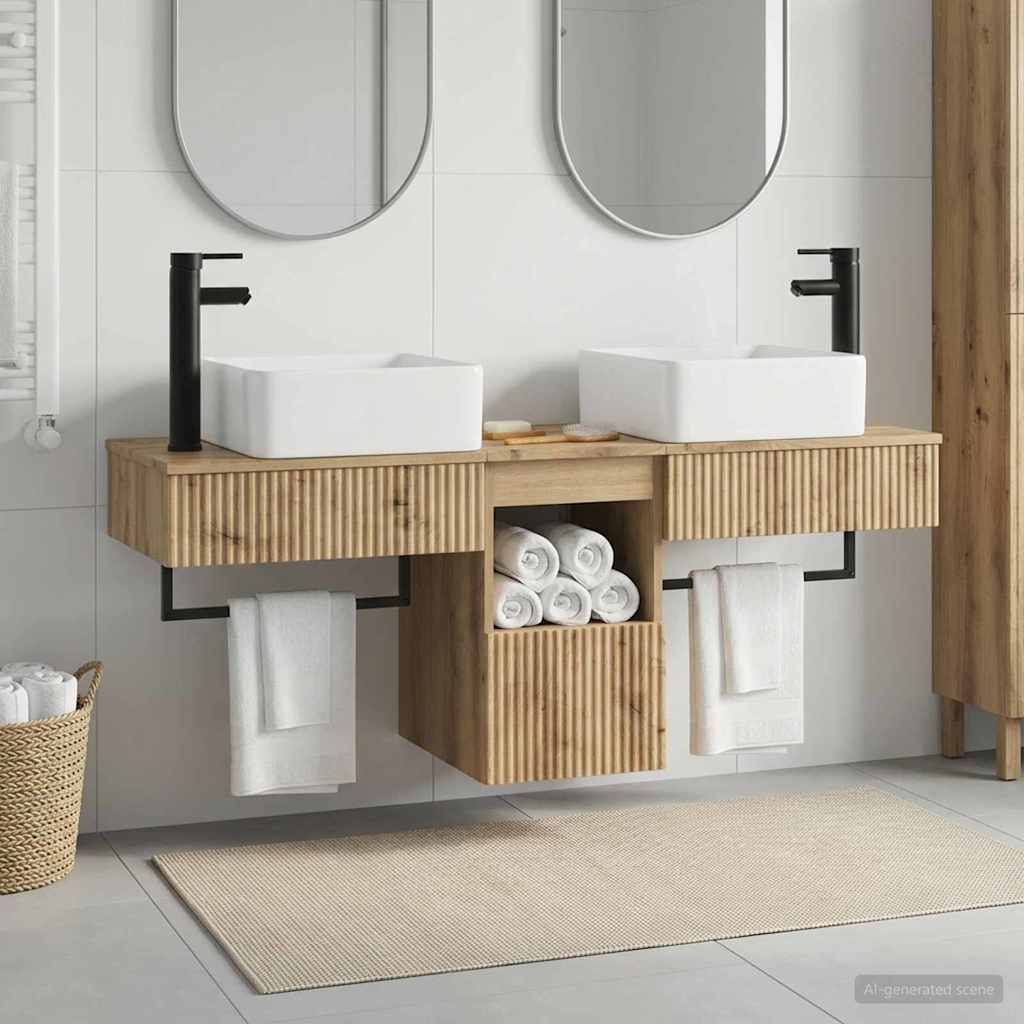 vidaXL Badkamerkastenset 3 st Wit 53 x 35 x 39 cm Bewerkt hout