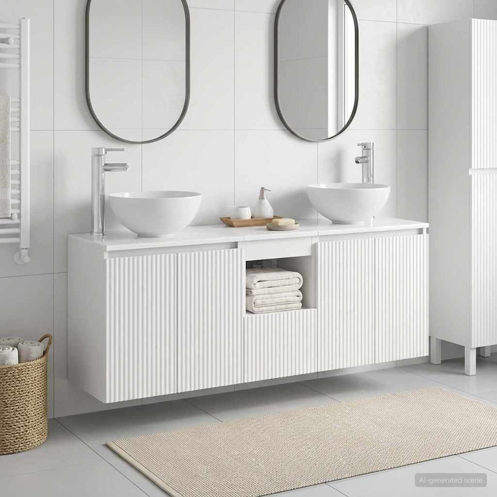 vidaXL Badkamerkastenset 3 st Wit 49,5 x 35 x 63 cm Bewerkt hout