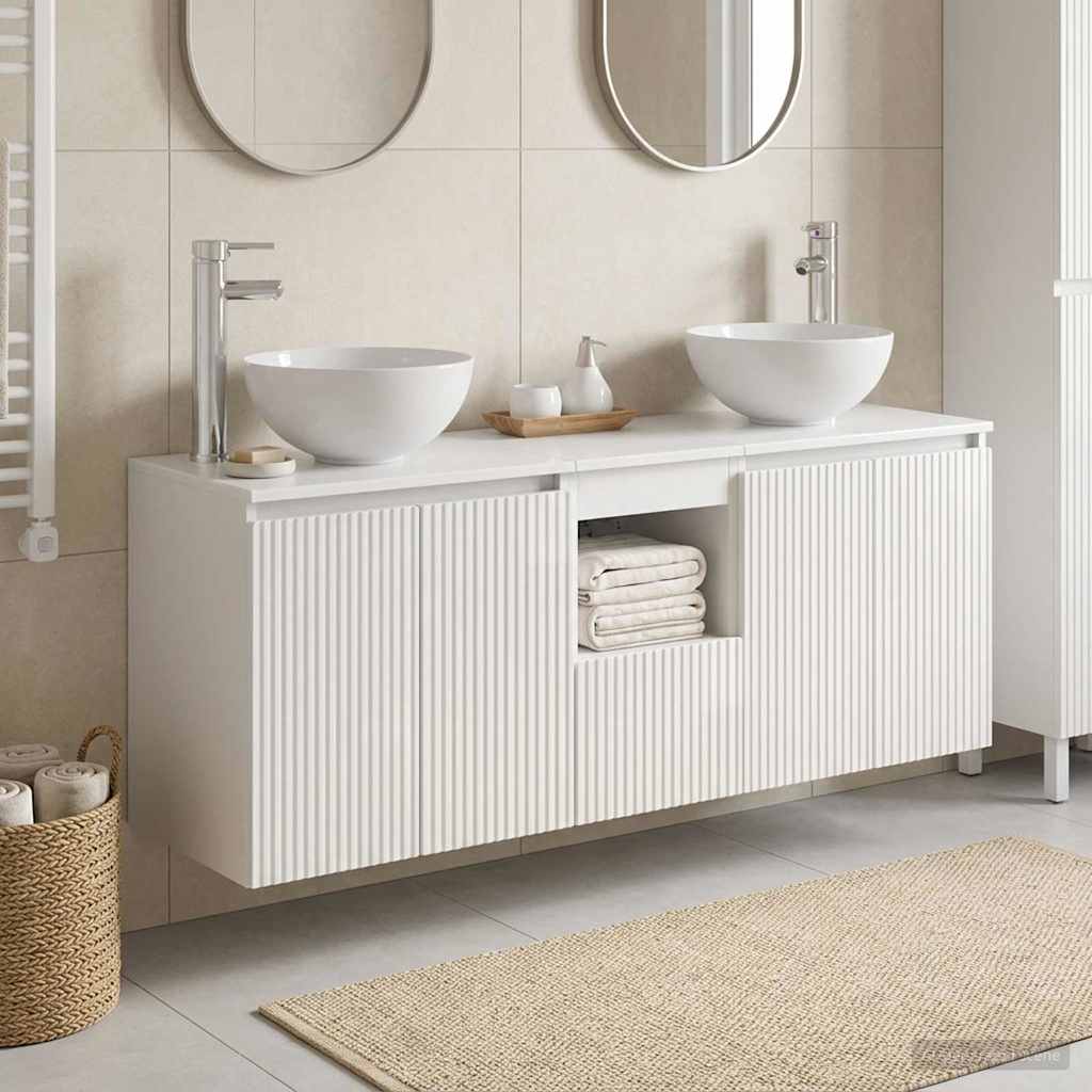 vidaXL Badkamerkastenset 3 st Wit 49,5 x 35 x 63 cm Bewerkt hout