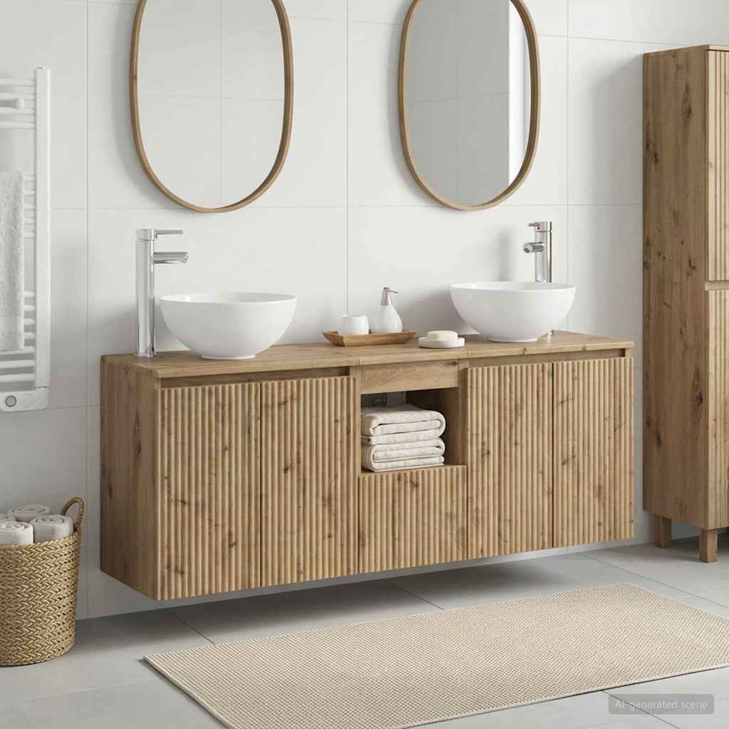 vidaXL Badkamerkastenset 3 st Wit 49,5 x 35 x 63 cm Bewerkt hout