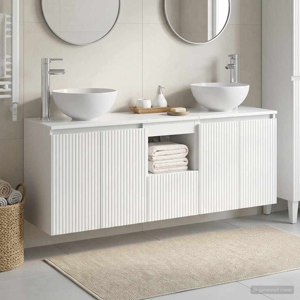 vidaXL Badkamerkastenset 3 st Wit 49,5 x 41 x 64,5 cm Bewerkt hout