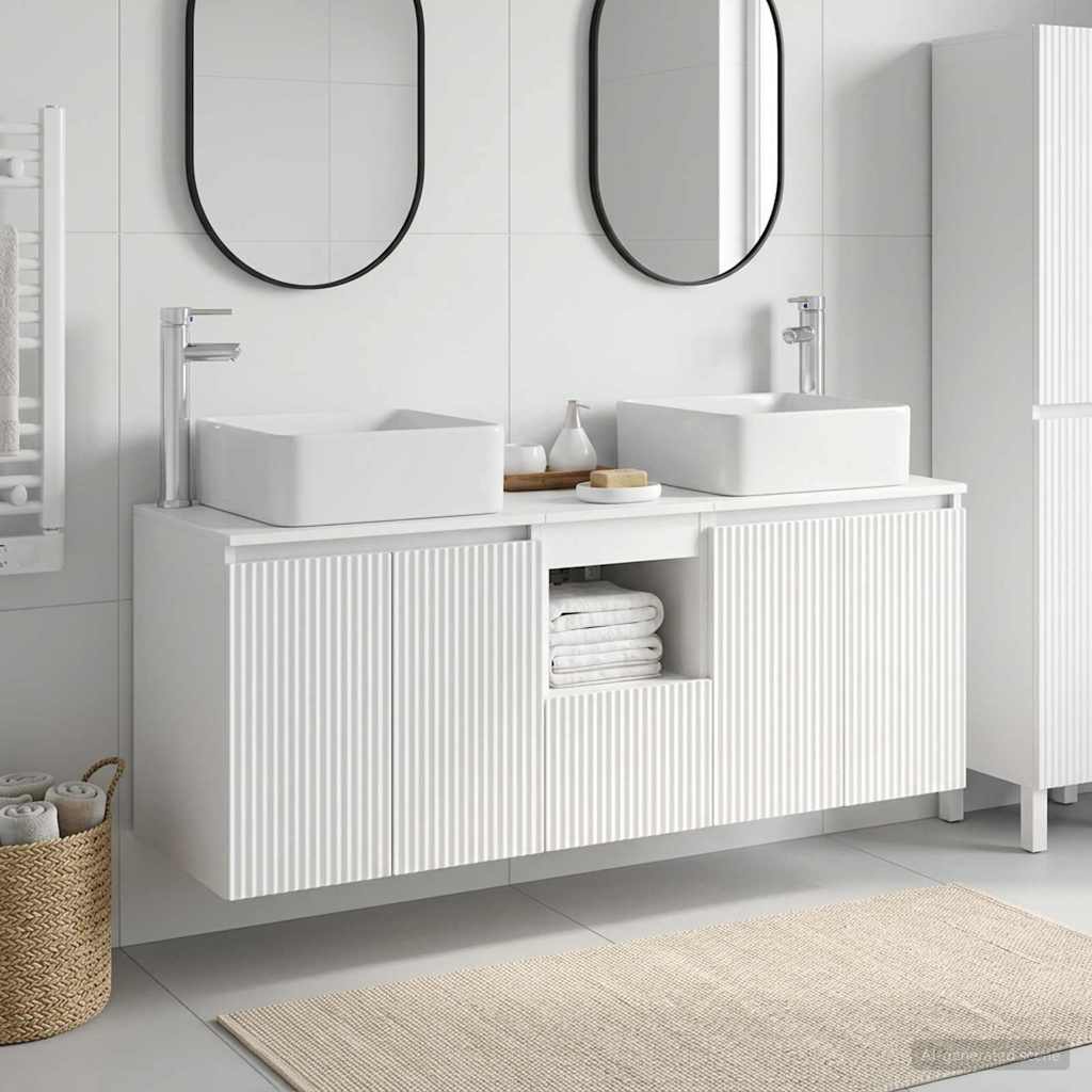 vidaXL Badkamerkastenset 3 st Wit 49,5 x 41 x 63 cm Bewerkt hout