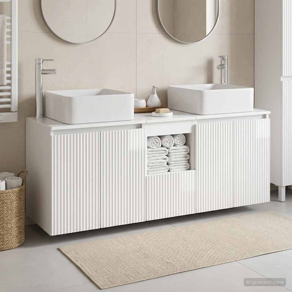 vidaXL Badkamerkastenset 3 st Wit 49,5 x 41 x 63 cm Bewerkt hout