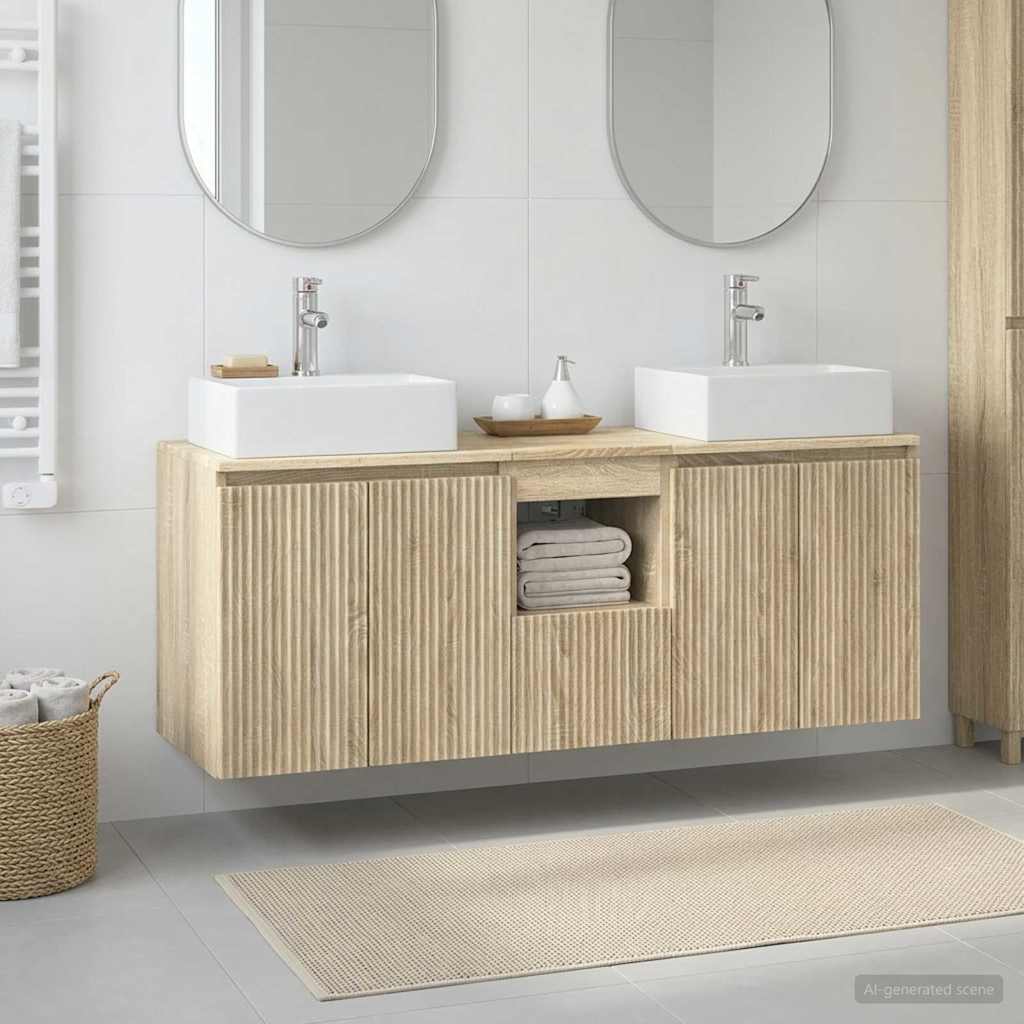 vidaXL Badkamerkastenset 3 st Wit 49,5 x 41 x 62,5 cm Bewerkt hout