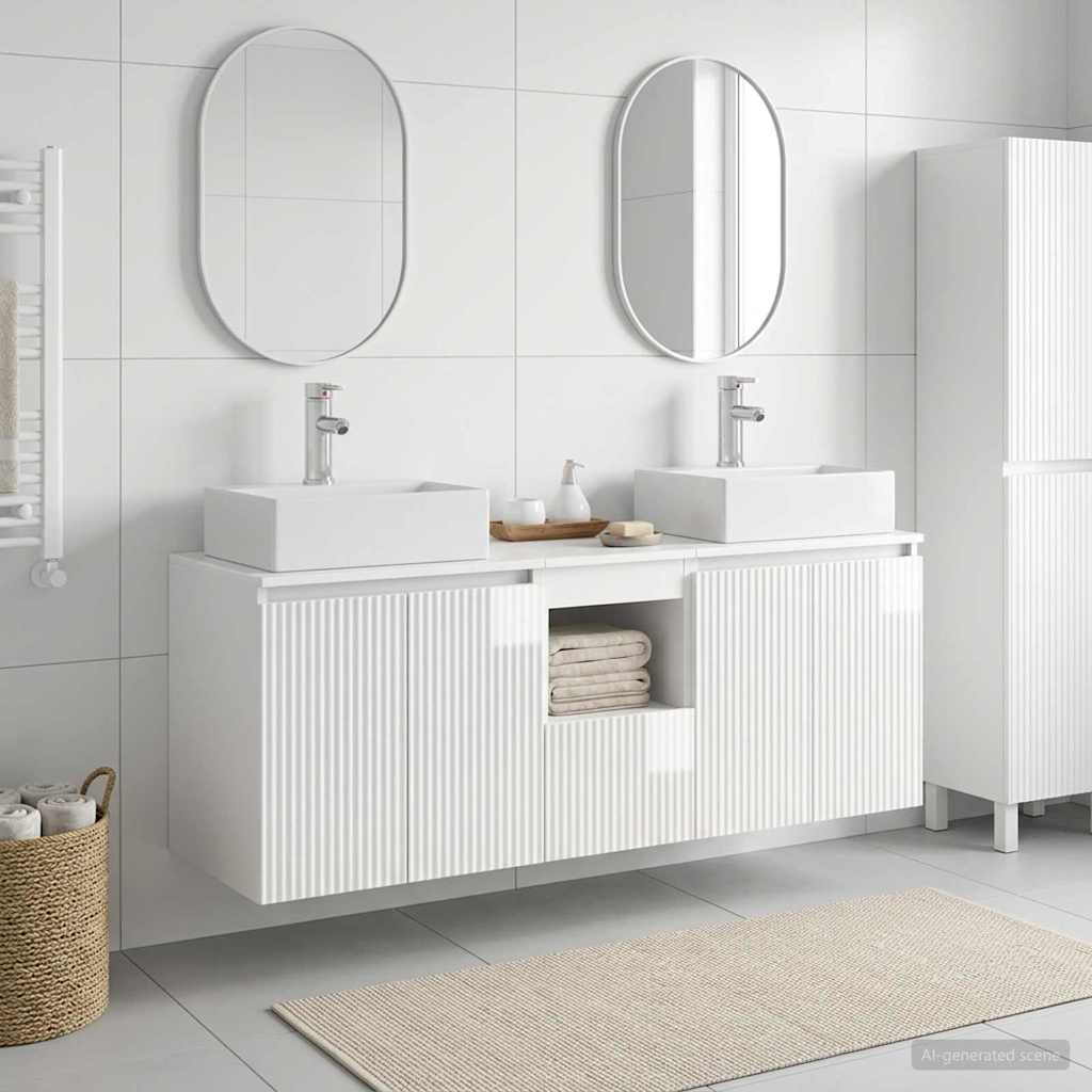 vidaXL Badkamerkastenset 3 st Wit 49,5 x 41 x 62,5 cm Bewerkt hout