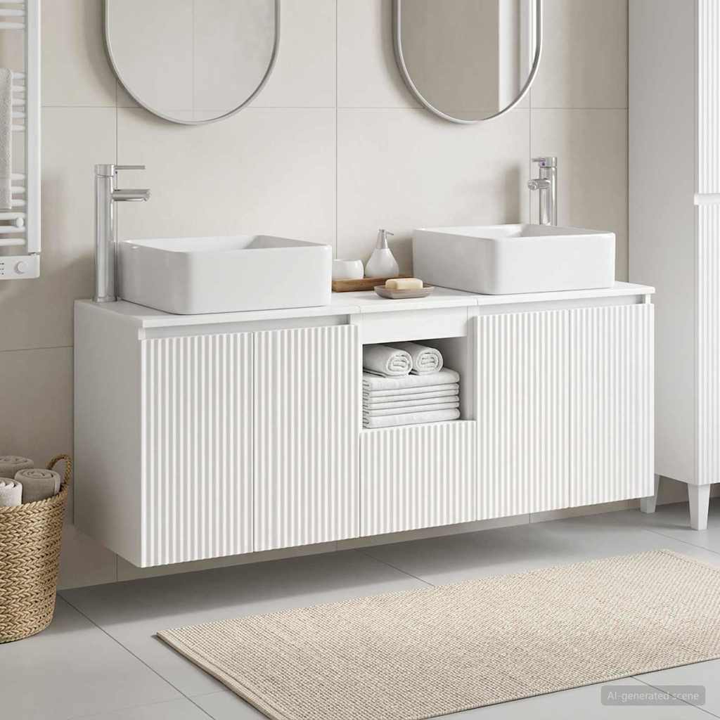 vidaXL Badkamerkastenset 3 st Wit 53 x 35 x 63 cm Bewerkt hout