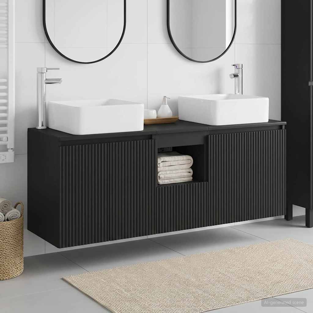 vidaXL Badkamerkastenset 3 st Wit 53 x 35 x 63 cm Bewerkt hout