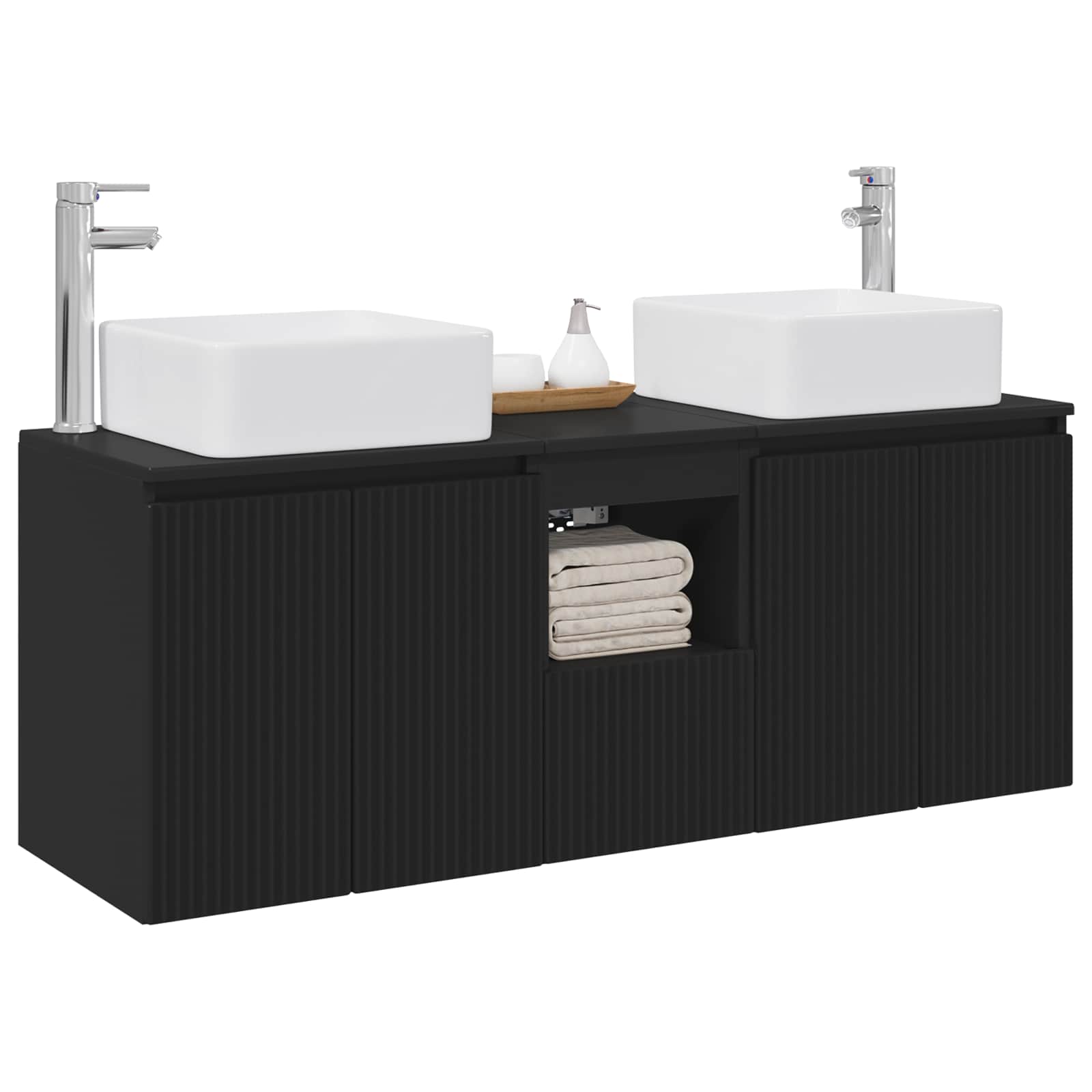 vidaXL Badkamerkastenset 3 st Wit 53 x 35 x 63 cm Bewerkt hout