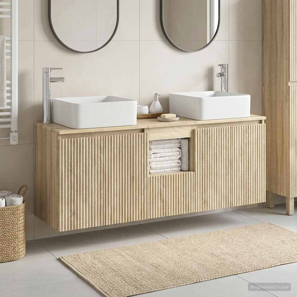 vidaXL Badkamerkastenset 3 st Wit 53 x 35 x 63 cm Bewerkt hout