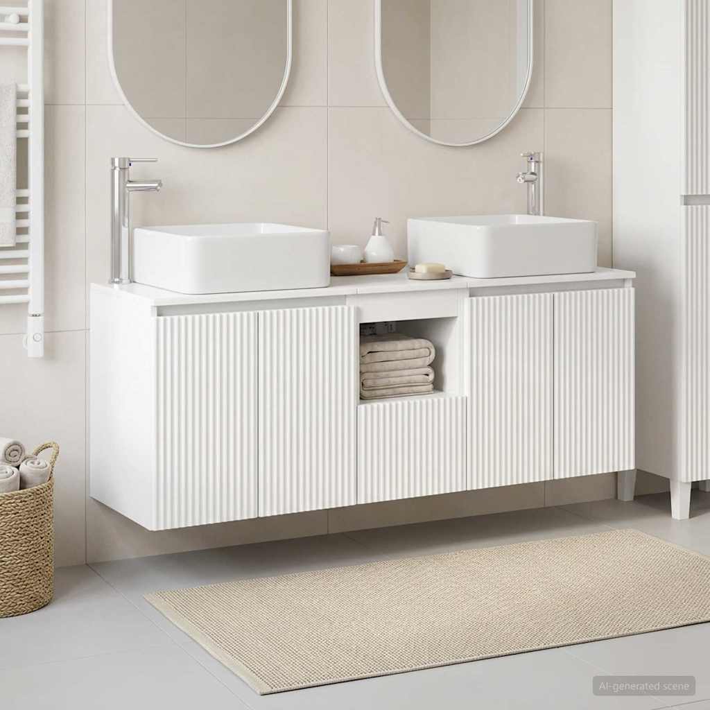 vidaXL Badkamerkastenset 3 st Wit 53 x 35 x 63 cm Bewerkt hout