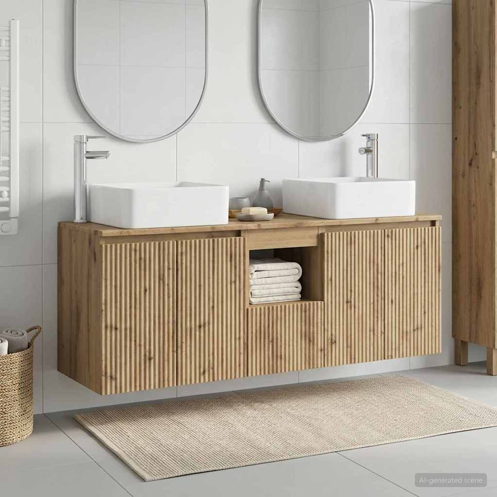 vidaXL Badkamerkastenset 3 st Wit 53 x 35 x 63 cm Bewerkt hout