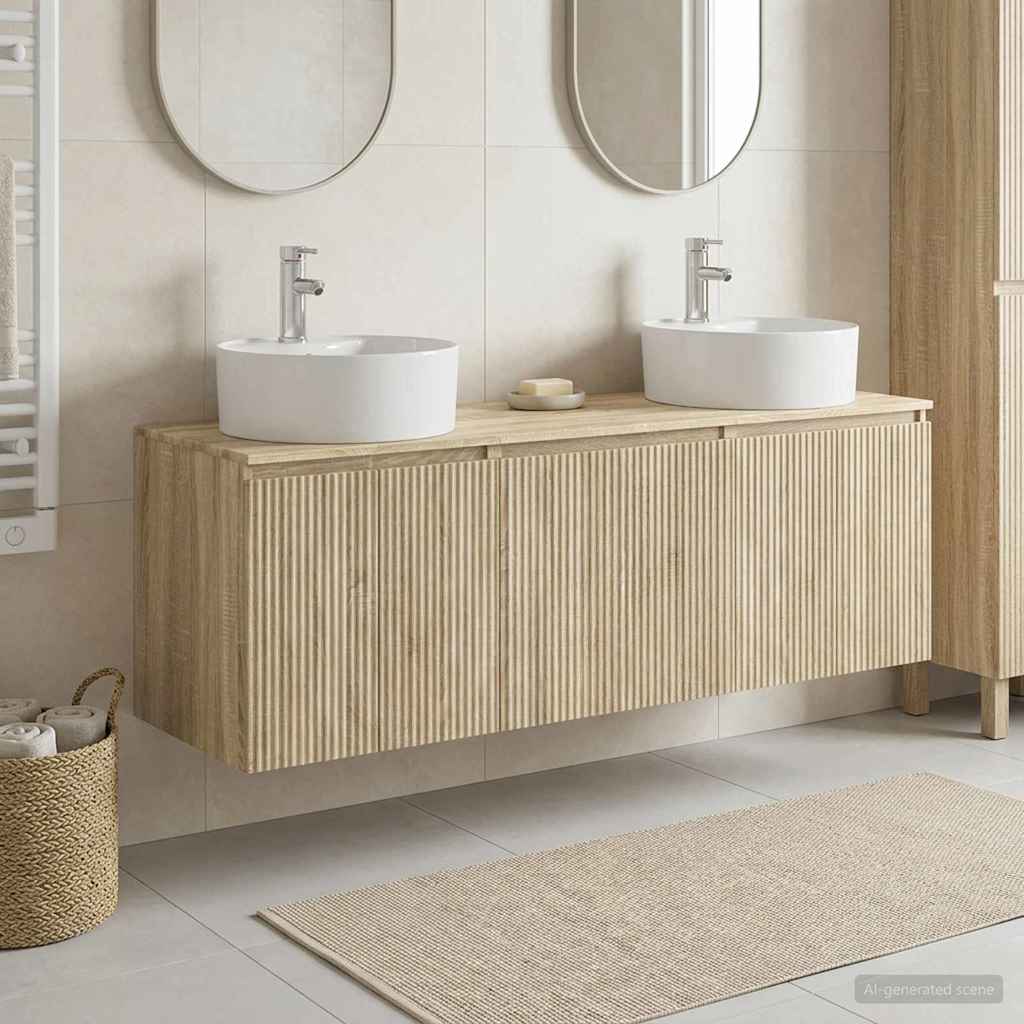vidaXL Badkamerkastenset 3 st Wit 49,5 x 44,5 x 65 cm Bewerkt hout