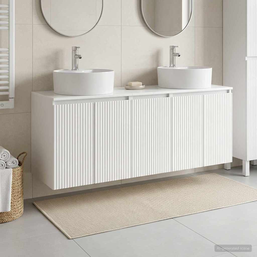 vidaXL Badkamerkastenset 3 st Wit 49,5 x 44,5 x 65 cm Bewerkt hout