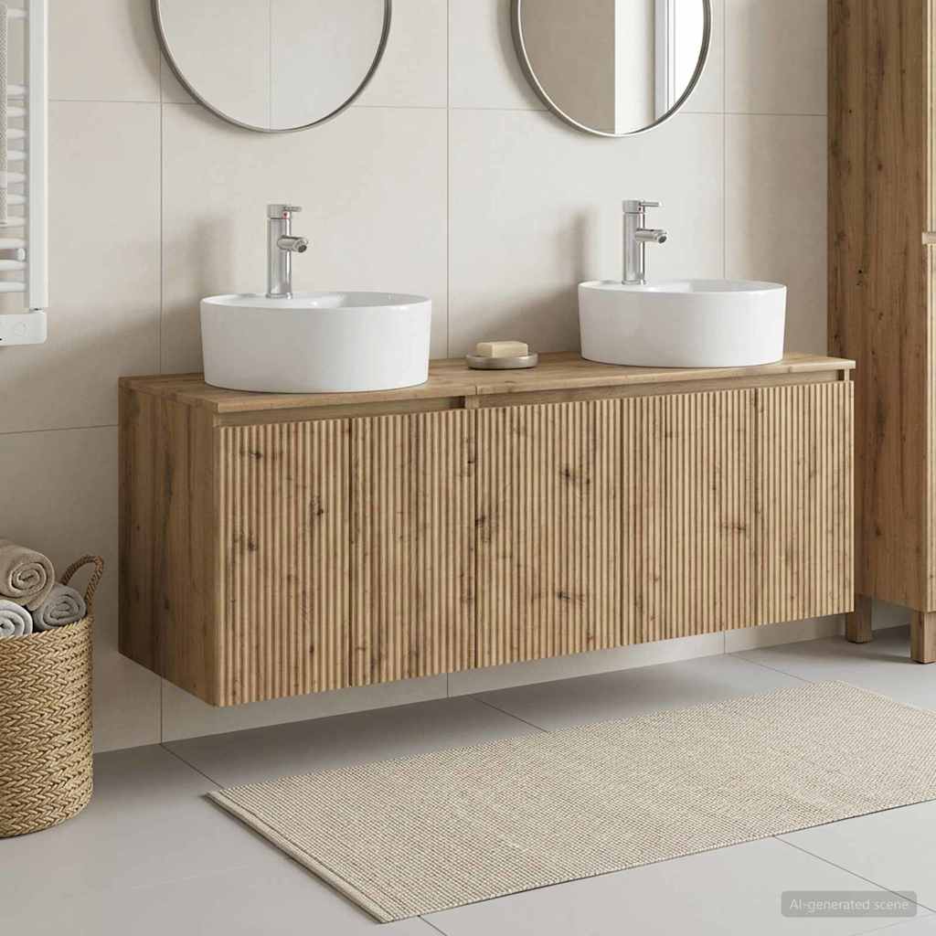 vidaXL Badkamerkastenset 3 st Wit 49,5 x 44,5 x 65 cm Bewerkt hout