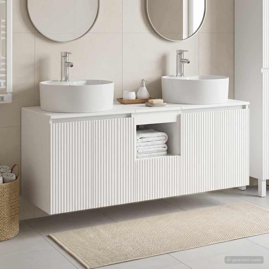 vidaXL Badkamerkastenset 3 st Wit 49,5 x 44,5 x 65 cm Bewerkt hout