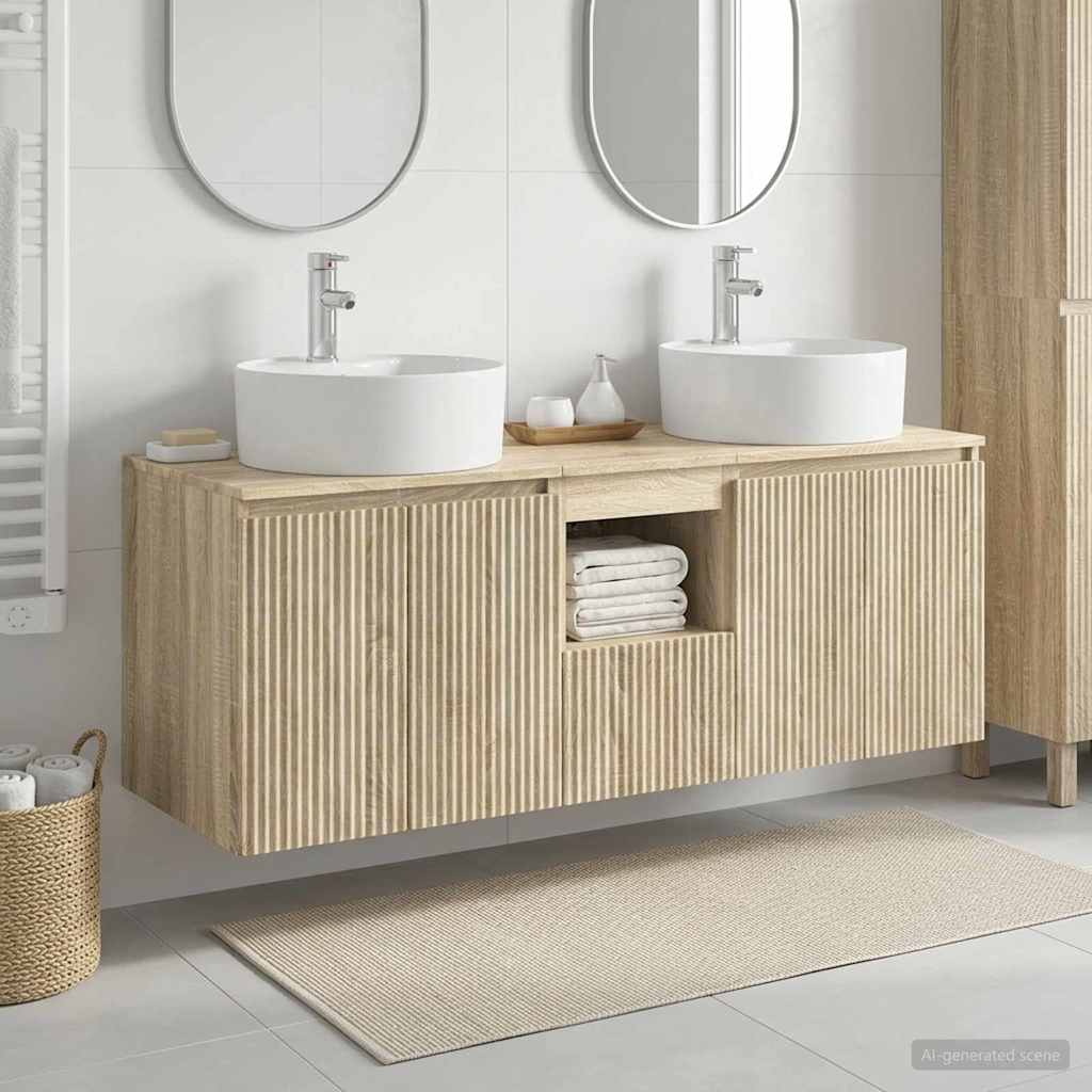 vidaXL Badkamerkastenset 3 st Wit 49,5 x 44,5 x 65 cm Bewerkt hout