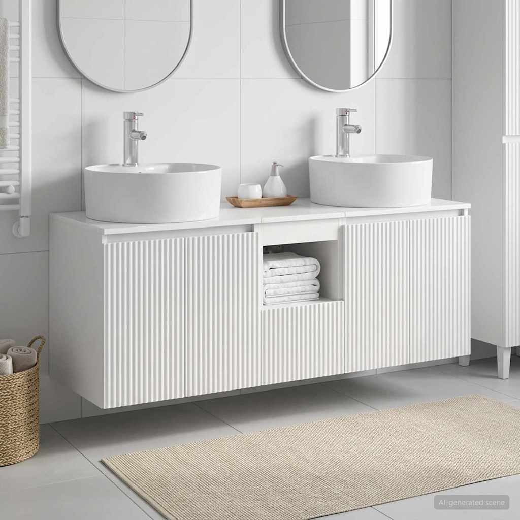 vidaXL Badkamerkastenset 3 st Wit 49,5 x 44,5 x 65 cm Bewerkt hout
