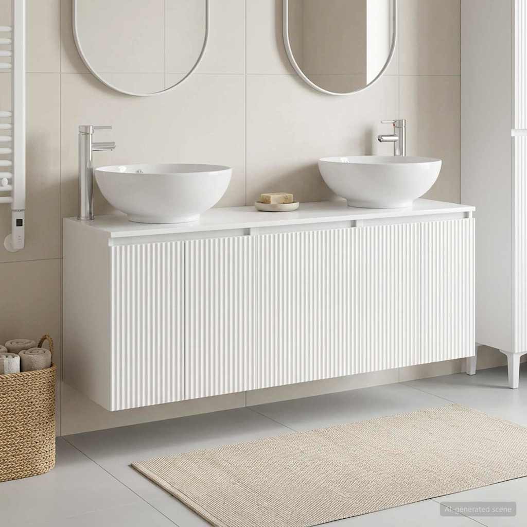 vidaXL Badkamerkastenset 3 st Wit 49,5 x 44,5 x 65 cm Bewerkt hout