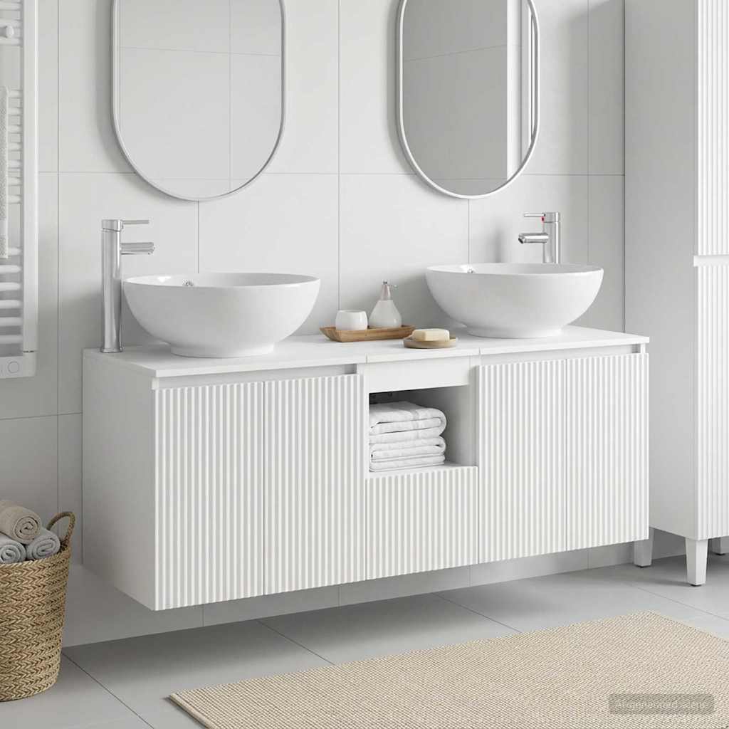 vidaXL Badkamerkastenset 3 st Wit 49,5 x 44,5 x 65 cm Bewerkt hout