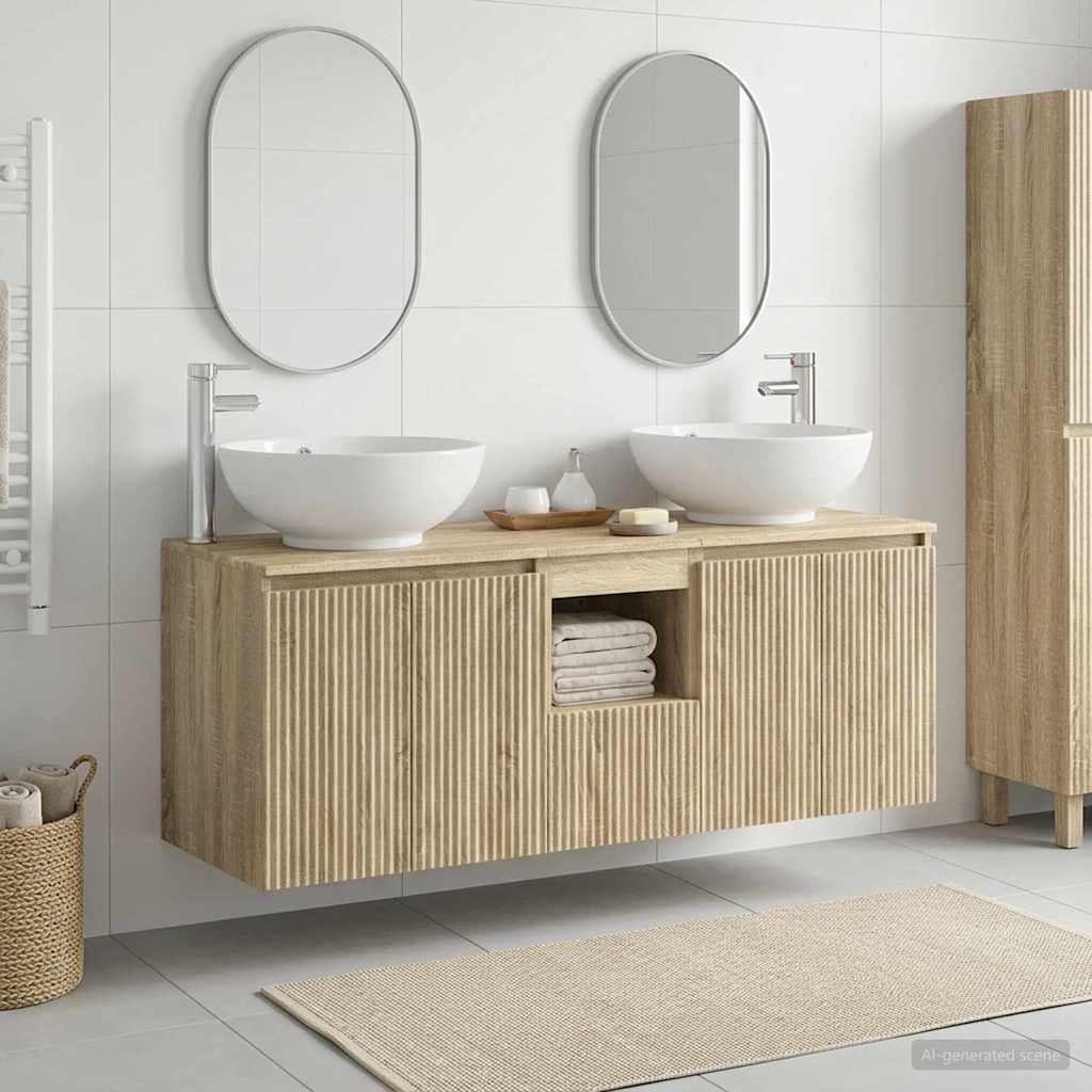 vidaXL Badkamerkastenset 3 st Wit 49,5 x 44,5 x 65 cm Bewerkt hout