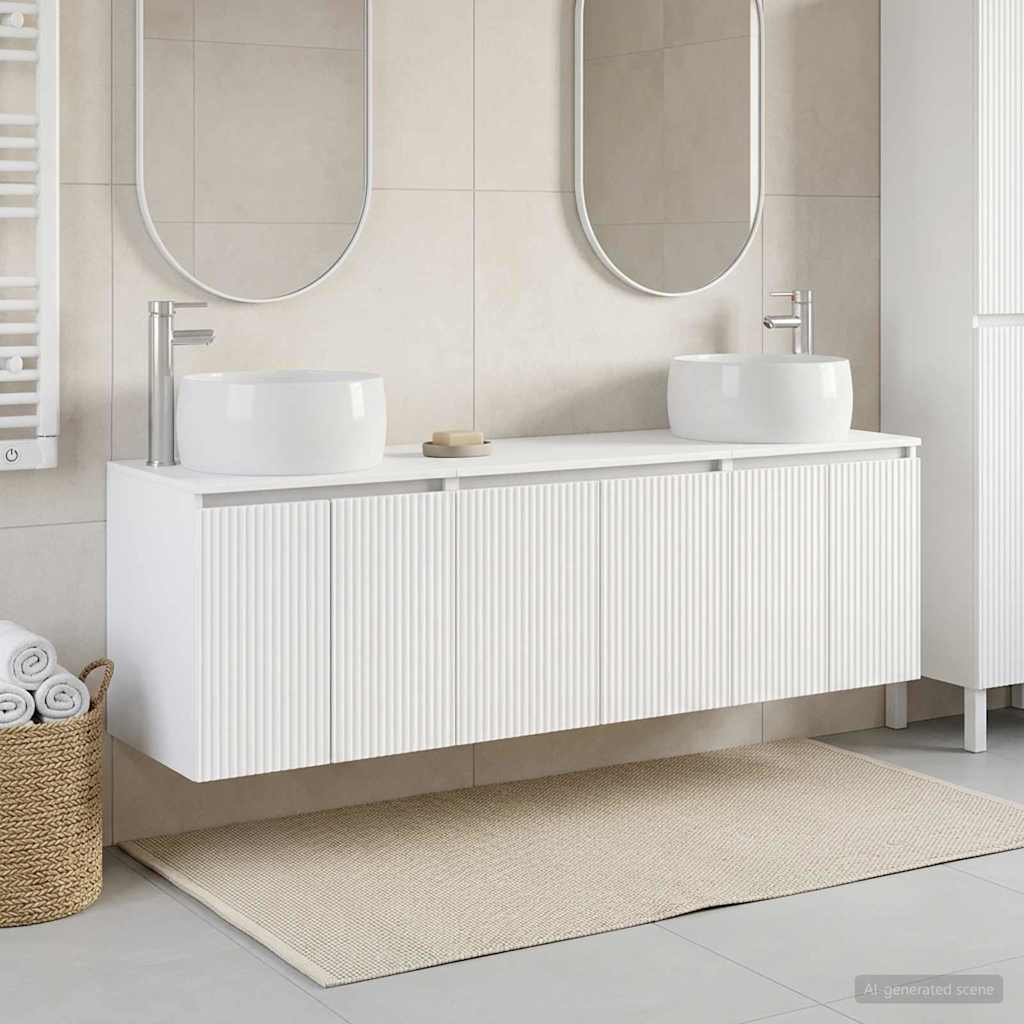 vidaXL Badkamerkastenset 3 st Wit 49,5 x 44,5 x 66 cm Bewerkt hout