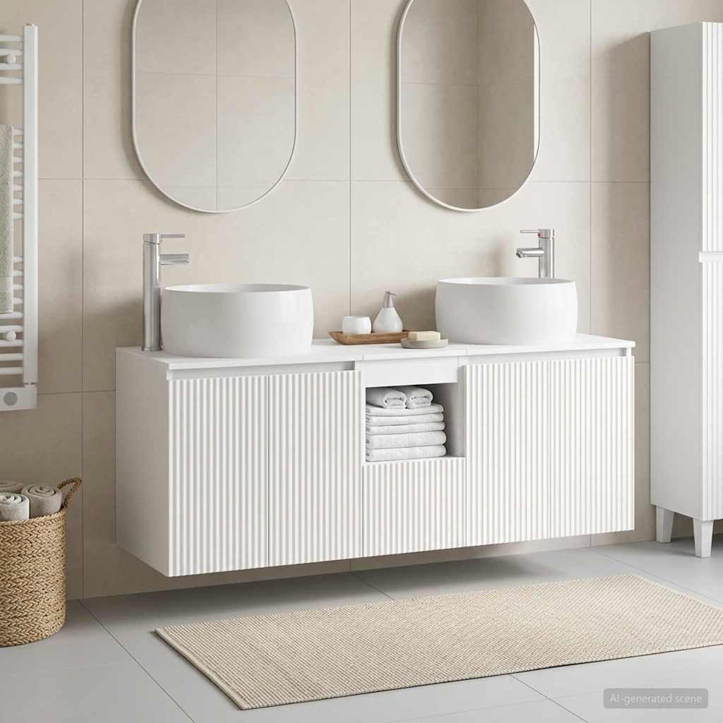 vidaXL Badkamerkastenset 3 st Wit 49,5 x 44,5 x 66 cm Bewerkt hout
