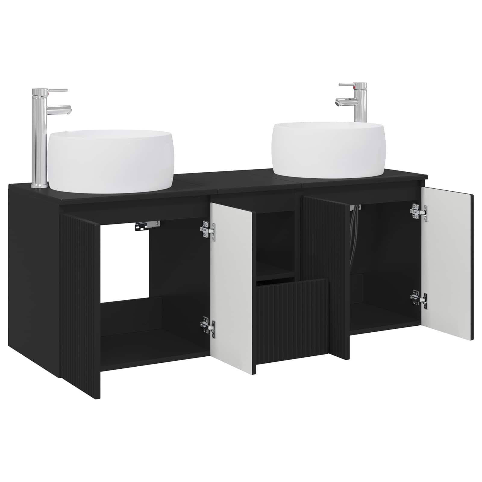 vidaXL Badkamerkastenset 3 st Wit 49,5 x 44,5 x 66 cm Bewerkt hout