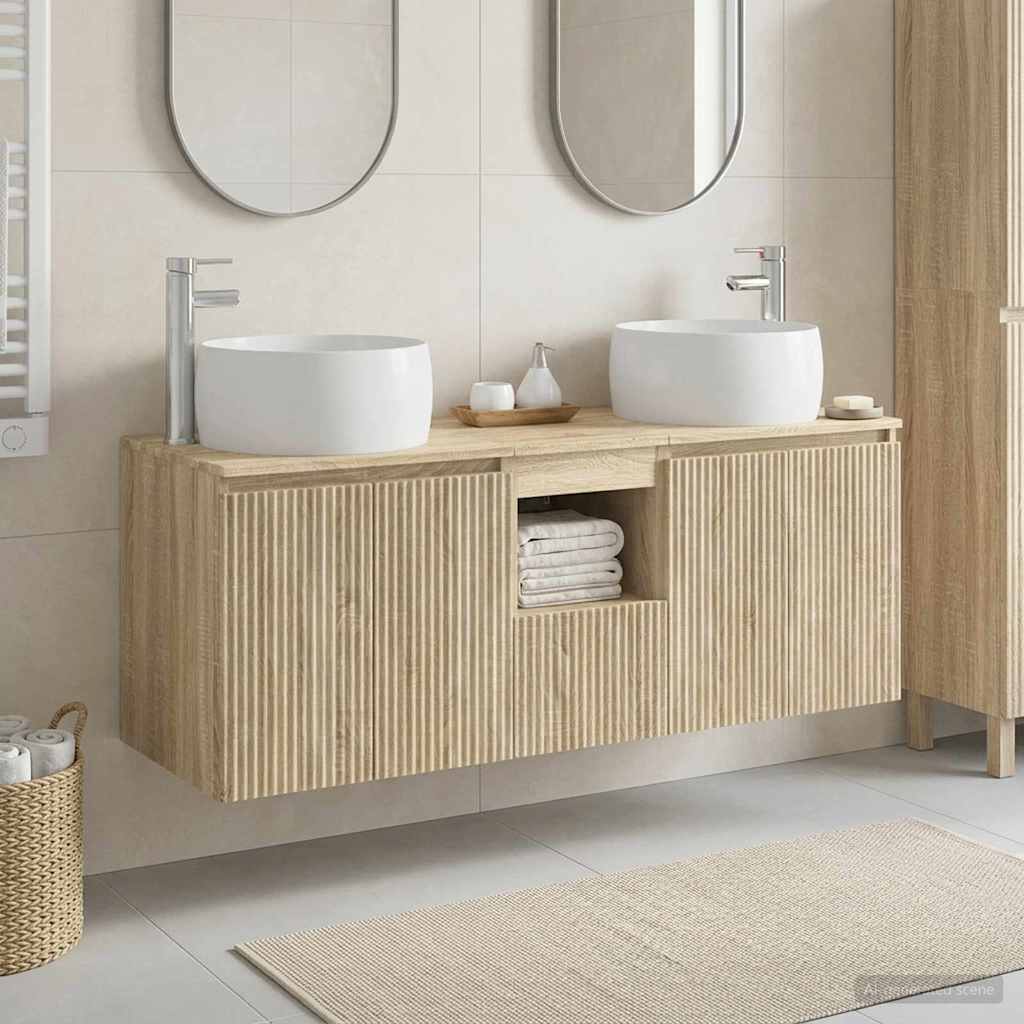 vidaXL Badkamerkastenset 3 st Wit 49,5 x 44,5 x 66 cm Bewerkt hout
