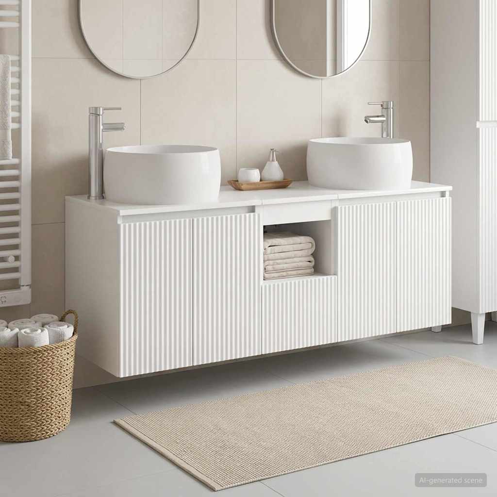 vidaXL Badkamerkastenset 3 st Wit 49,5 x 44,5 x 66 cm Bewerkt hout