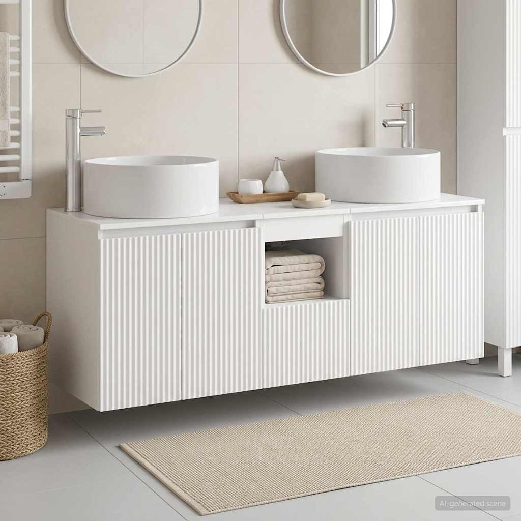 vidaXL Badkamerkastenset 3 st Wit 49,5 x 44,5 x 65,5 cm Bewerkt hout