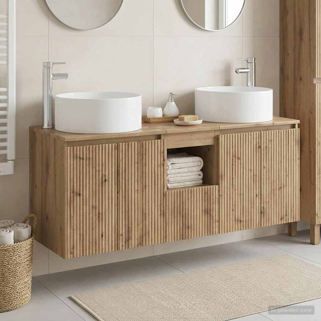 vidaXL Badkamerkastenset 3 st Wit 49,5 x 44,5 x 65,5 cm Bewerkt hout