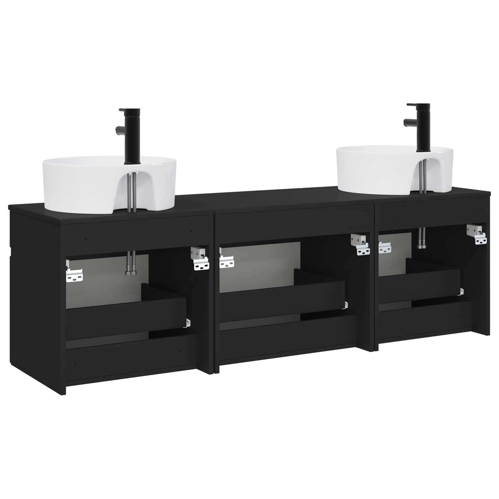 vidaXL Badkamerkastenset 3 st Wit 49 x 44,5 x 65 cm Bewerkt hout