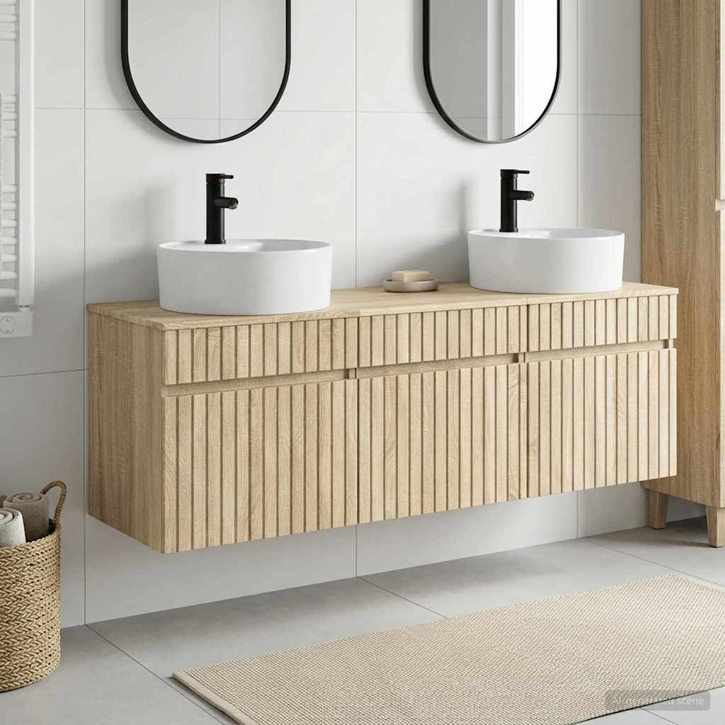 vidaXL Badkamerkastenset 3 st Wit 49 x 44,5 x 65 cm Bewerkt hout