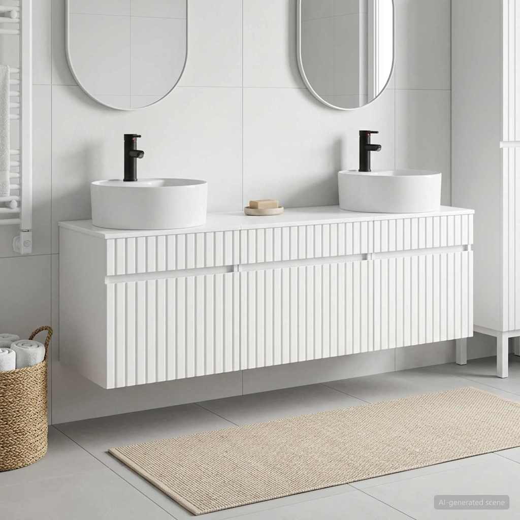vidaXL Badkamerkastenset 3 st Wit 49 x 44,5 x 65 cm Bewerkt hout