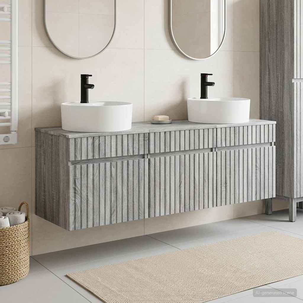 vidaXL Badkamerkastenset 3 st Wit 49 x 44,5 x 65 cm Bewerkt hout