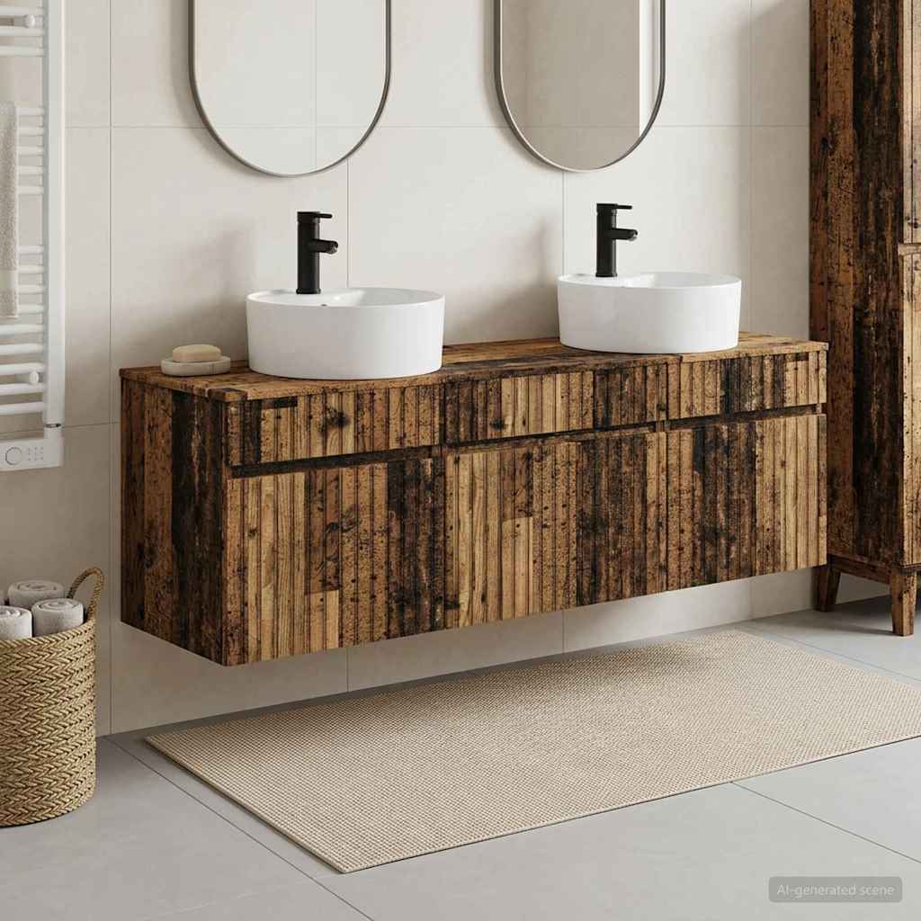 vidaXL Badkamerkastenset 3 st Wit 49 x 44,5 x 65 cm Bewerkt hout