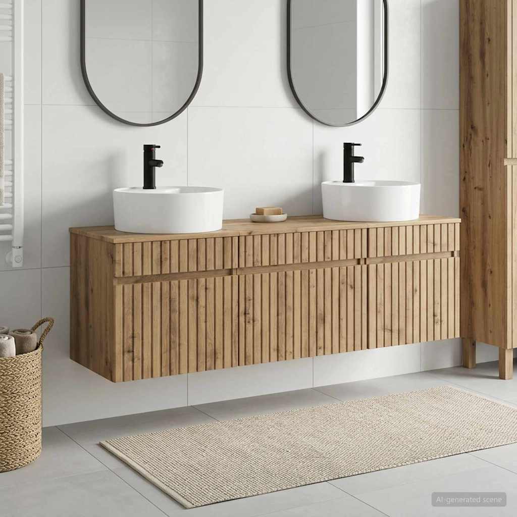 vidaXL Badkamerkastenset 3 st Wit 49 x 44,5 x 65 cm Bewerkt hout