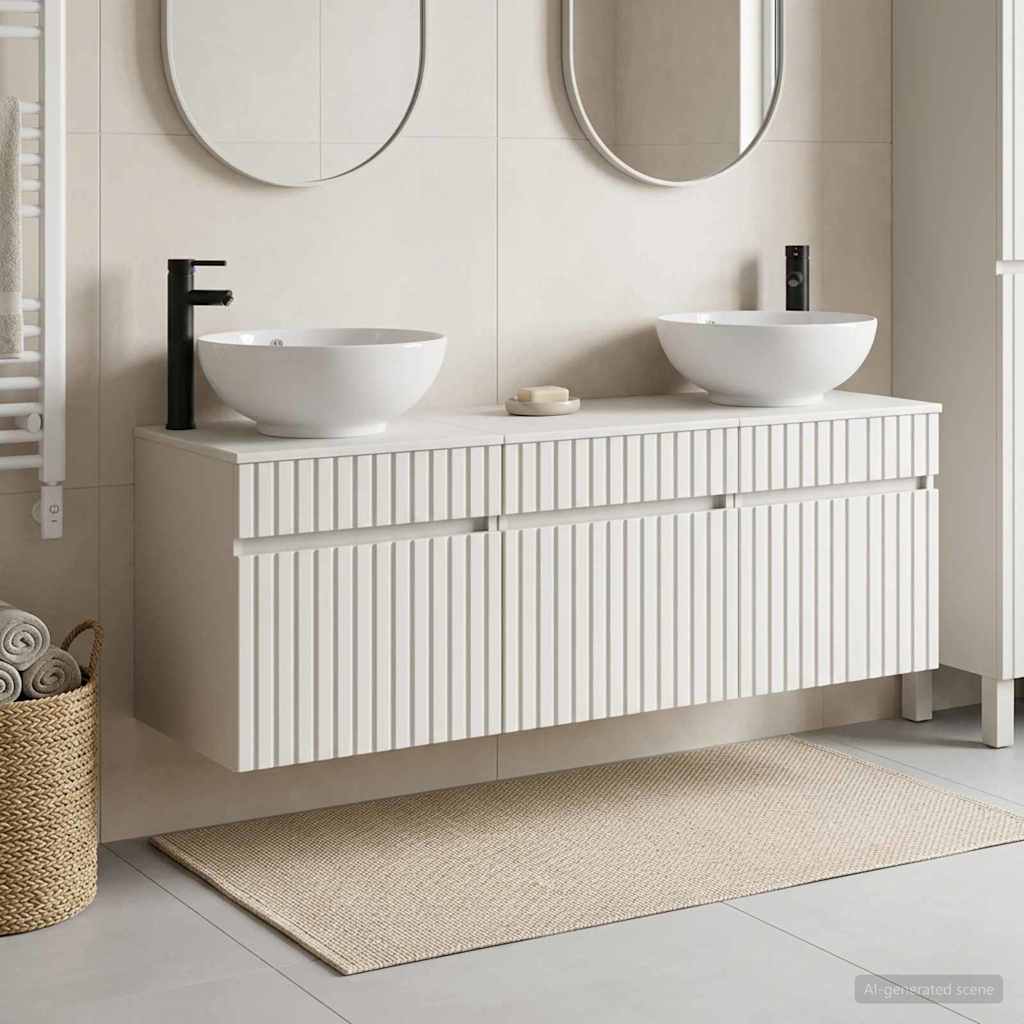 vidaXL Badkamerkastenset 3 st Wit 49 x 44,5 x 66,5 cm Bewerkt hout