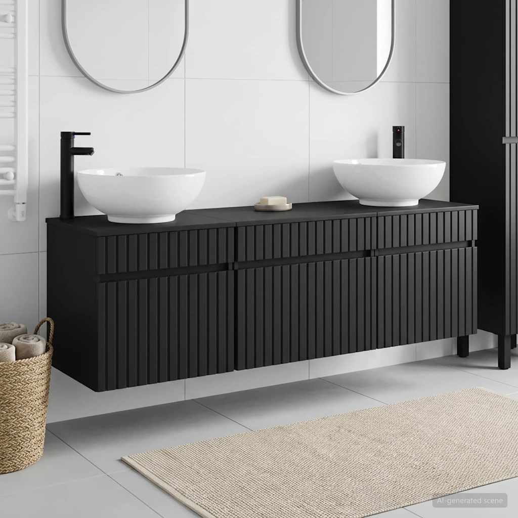 vidaXL Badkamerkastenset 3 st Wit 49 x 44,5 x 66,5 cm Bewerkt hout
