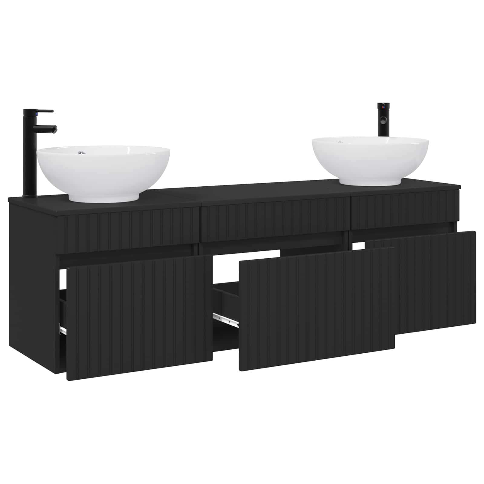 vidaXL Badkamerkastenset 3 st Wit 49 x 44,5 x 66,5 cm Bewerkt hout