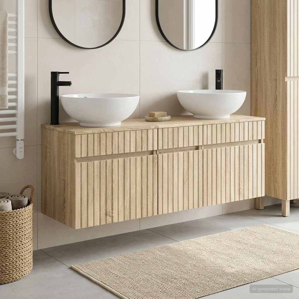 vidaXL Badkamerkastenset 3 st Wit 49 x 44,5 x 66,5 cm Bewerkt hout