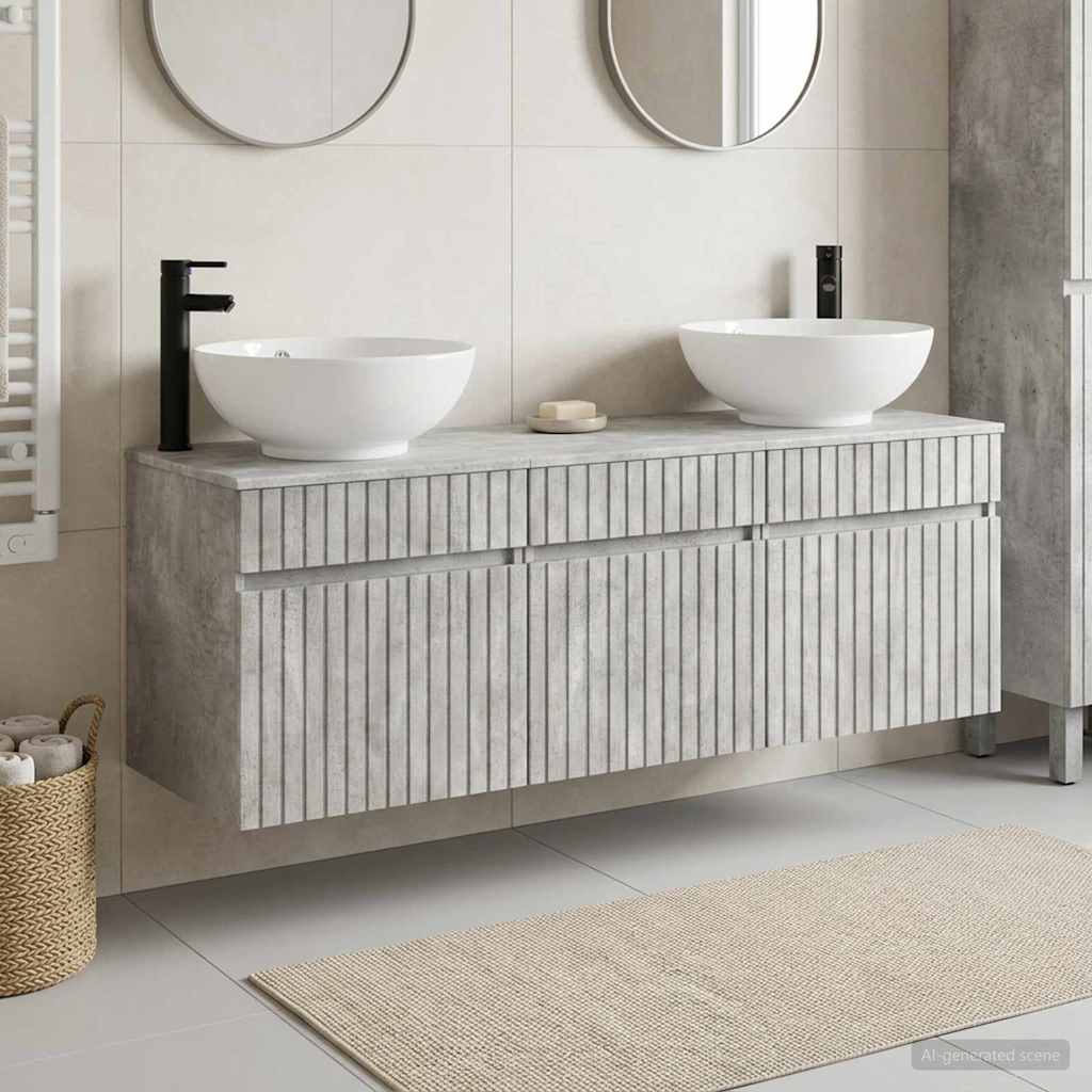 vidaXL Badkamerkastenset 3 st Wit 49 x 44,5 x 66,5 cm Bewerkt hout