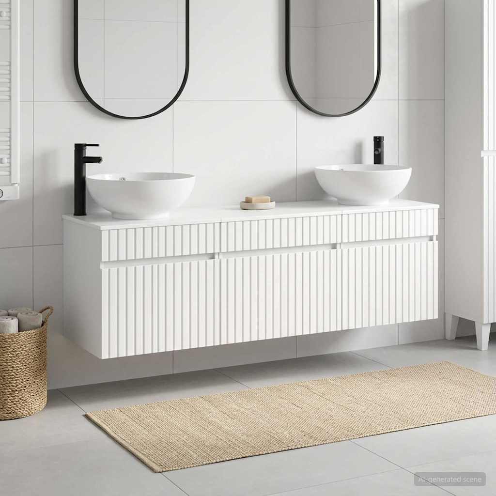 vidaXL Badkamerkastenset 3 st Wit 49 x 44,5 x 66,5 cm Bewerkt hout