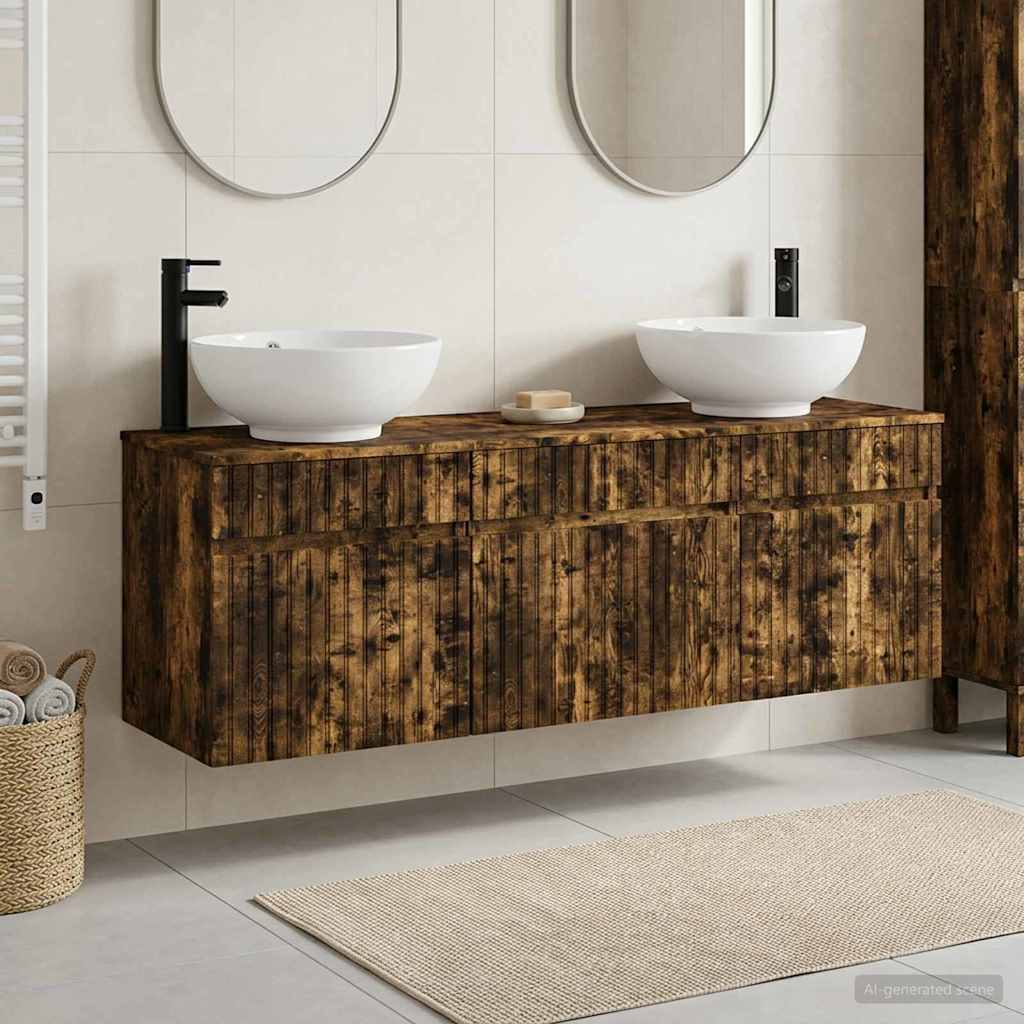 vidaXL Badkamerkastenset 3 st Wit 49 x 44,5 x 66,5 cm Bewerkt hout