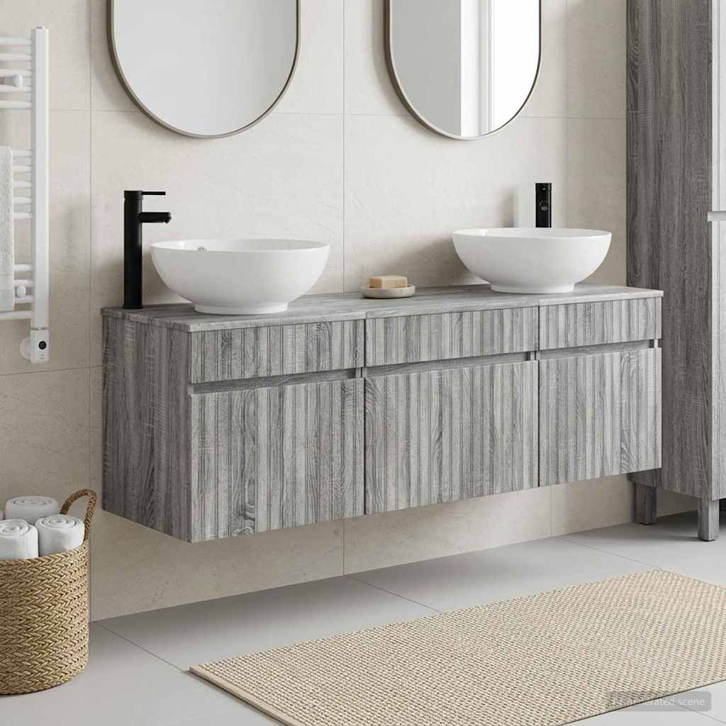 vidaXL Badkamerkastenset 3 st Wit 49 x 44,5 x 66,5 cm Bewerkt hout