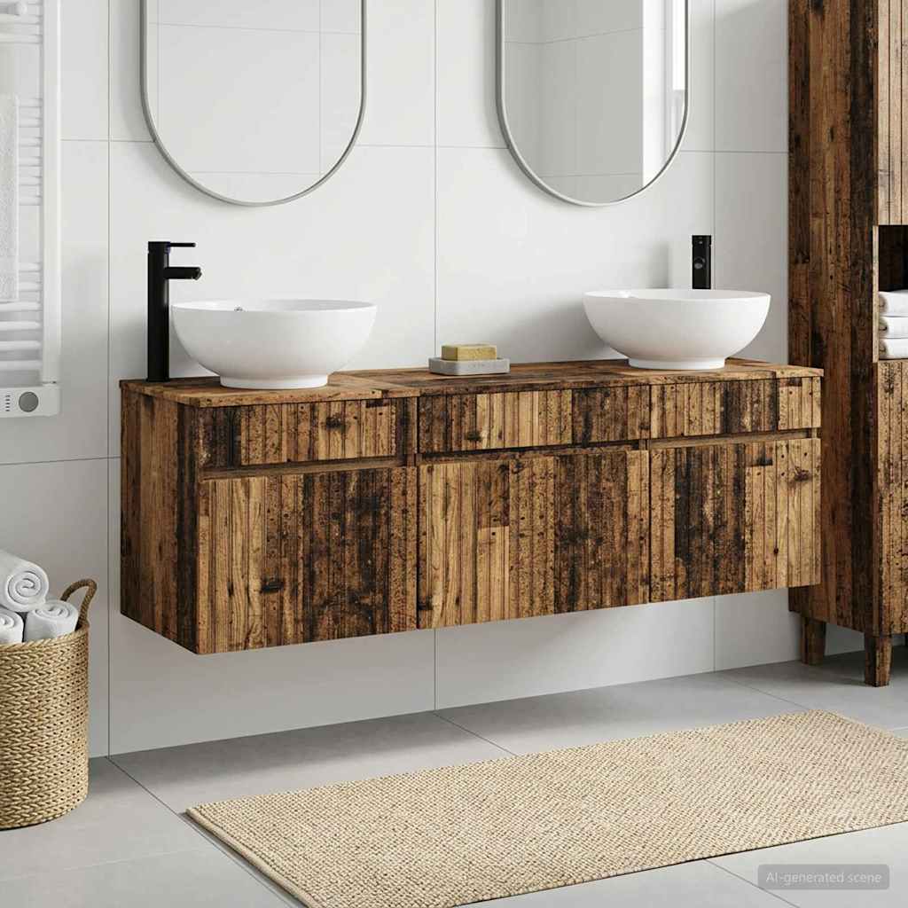 vidaXL Badkamerkastenset 3 st Wit 49 x 44,5 x 66,5 cm Bewerkt hout