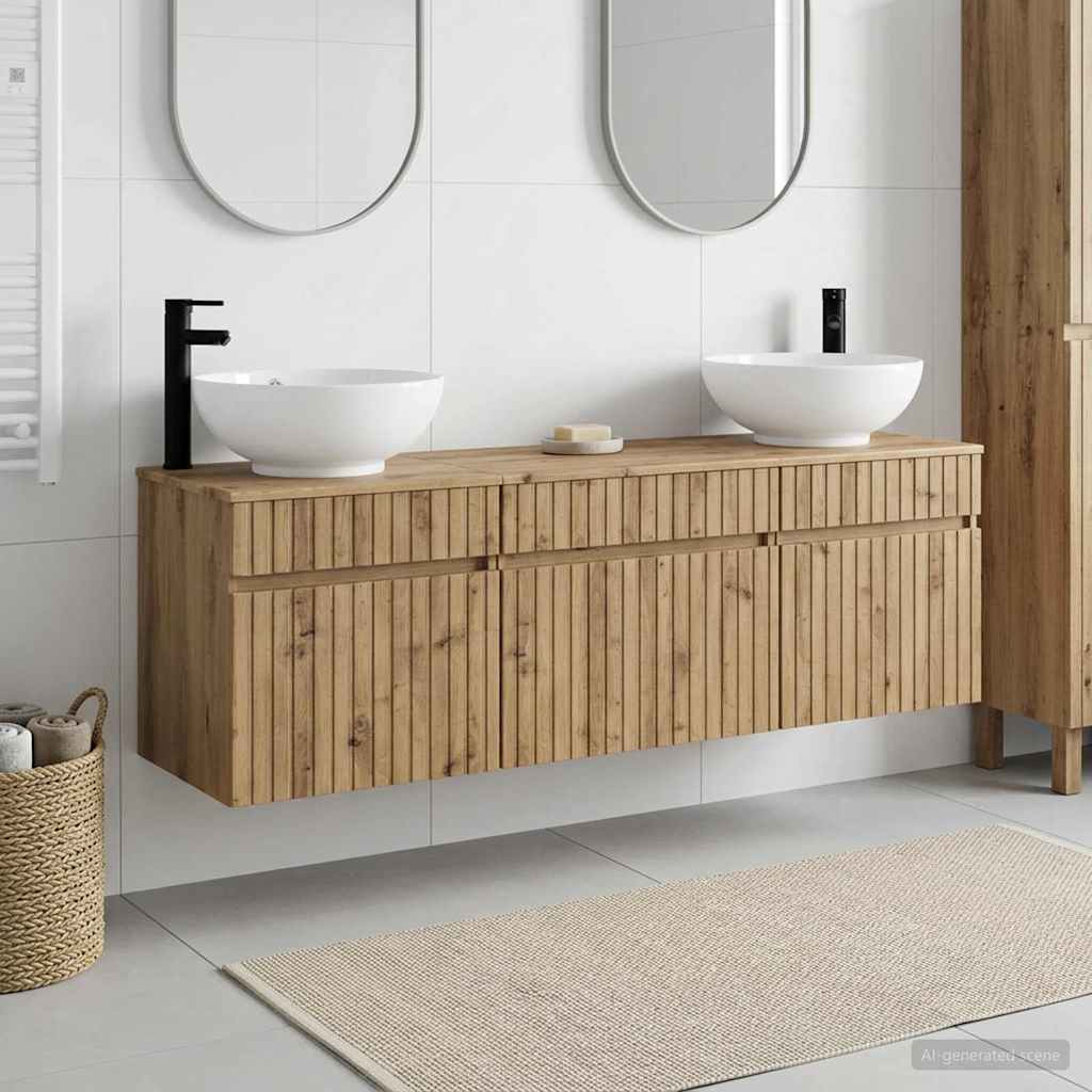vidaXL Badkamerkastenset 3 st Wit 49 x 44,5 x 66,5 cm Bewerkt hout
