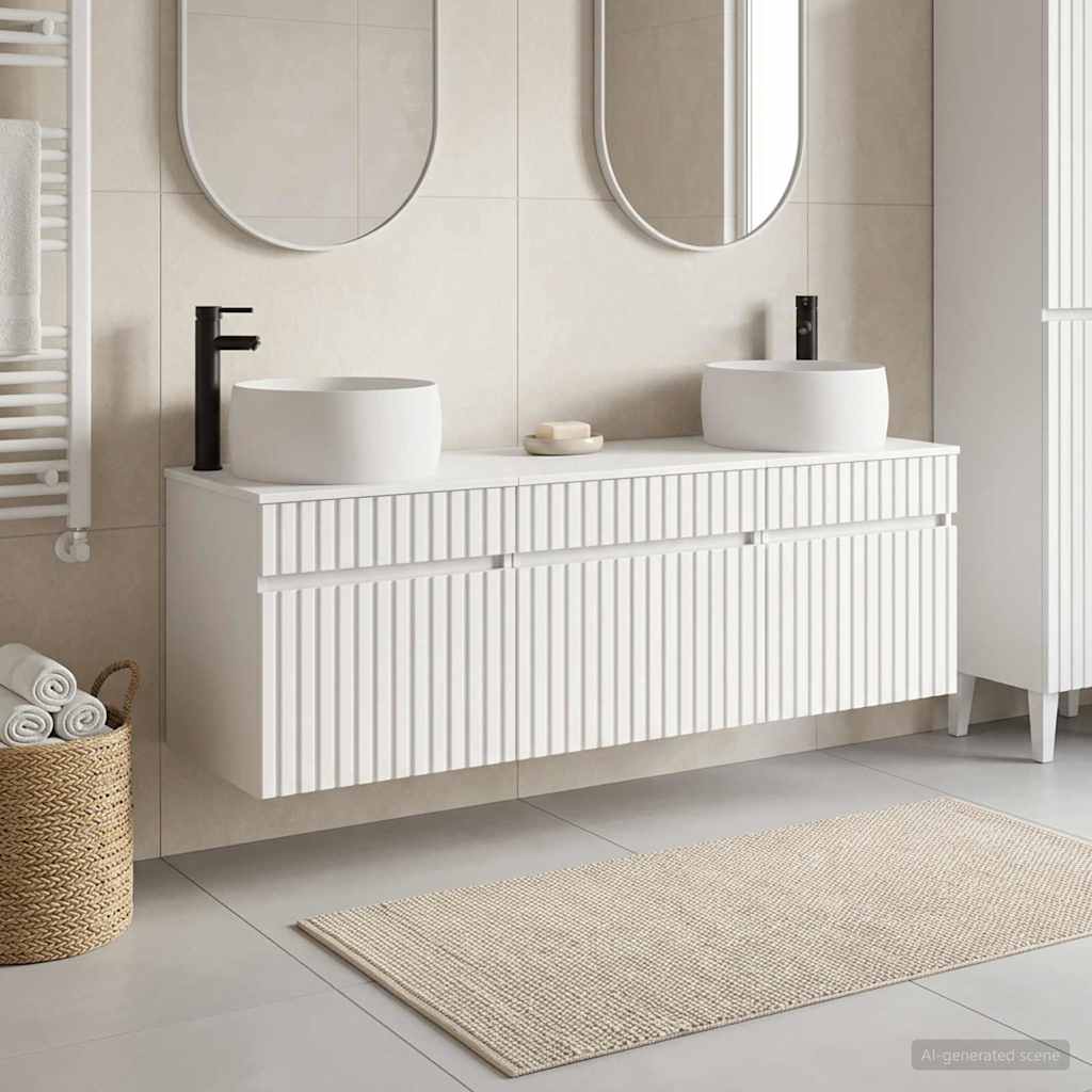 vidaXL Badkamerkastenset 3 st Wit 49 x 44,5 x 66 cm Bewerkt hout