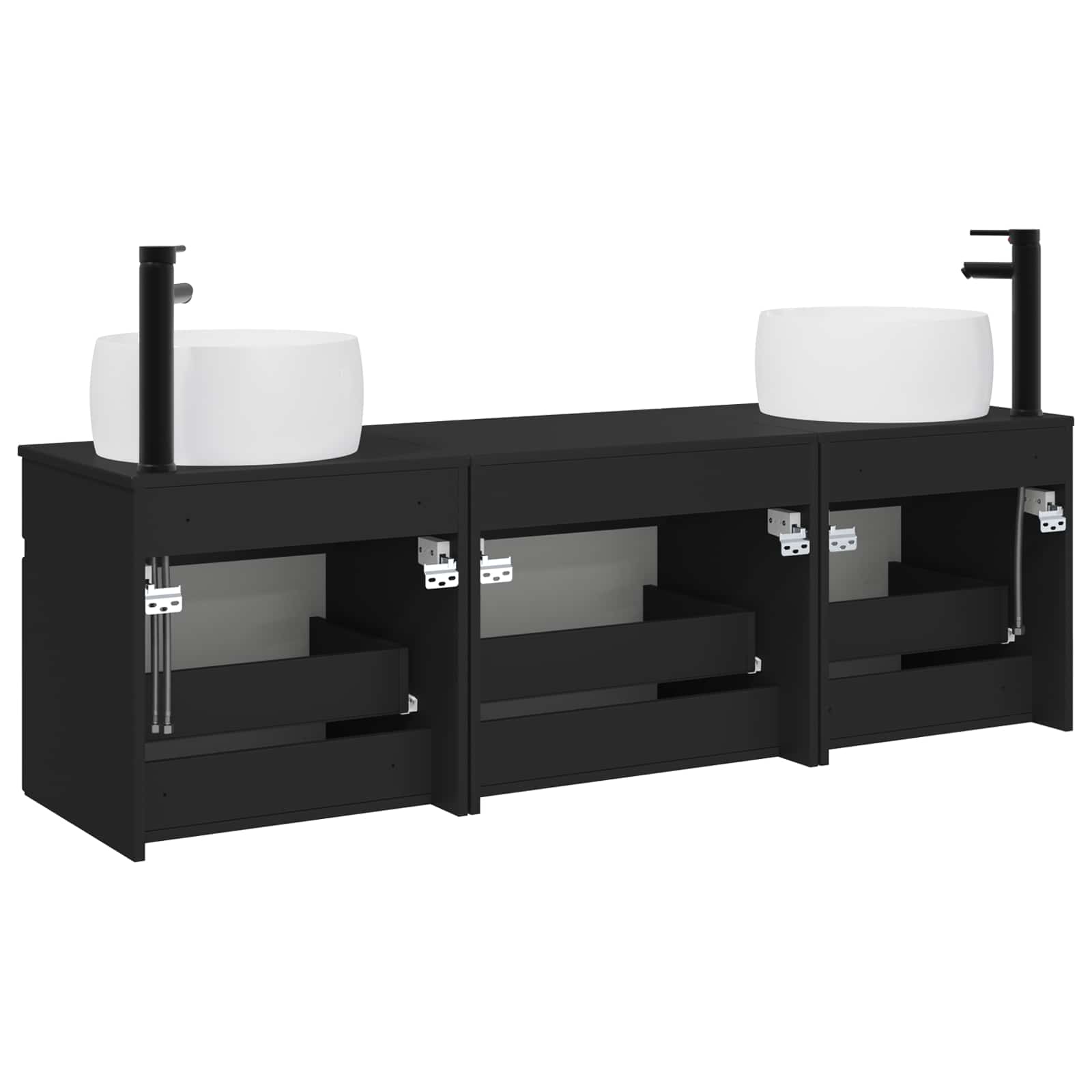 vidaXL Badkamerkastenset 3 st Wit 49 x 44,5 x 66 cm Bewerkt hout