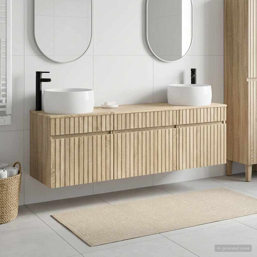 vidaXL Badkamerkastenset 3 st Wit 49 x 44,5 x 66 cm Bewerkt hout